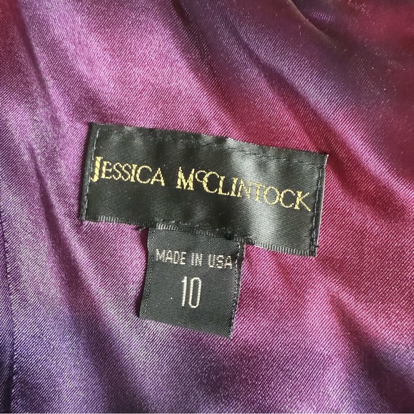 JESSICA McCLINTOCK Navy Satin Floor Length Gown Size 10 Satin Roses Formal Dress - Picture 10 of 16